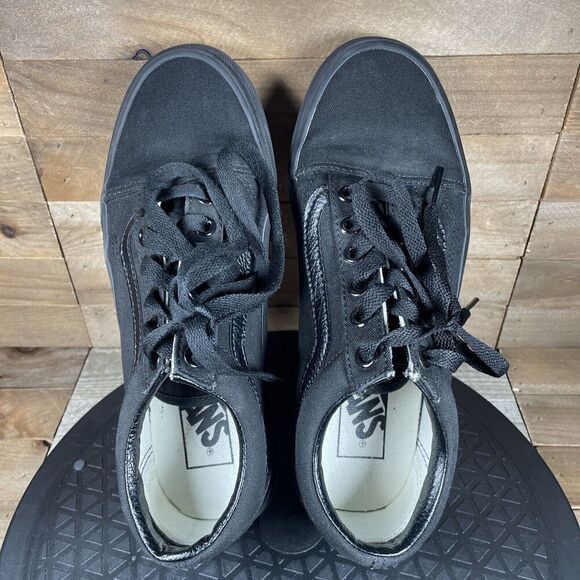 VANS Womens Size 6.5 Old Skool Sneakers Triple Black Shoes Lace Up - Picture 5 of 10